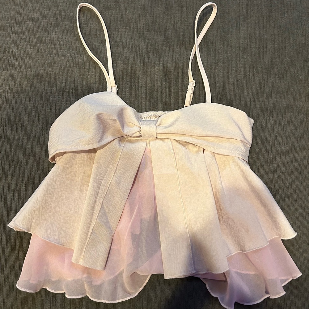 Elegant Cream and Pink Women's Top